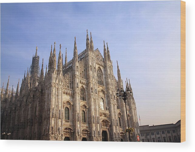 Gothic Style Wood Print featuring the photograph Milan Italy - The Cathedral by Biriberg