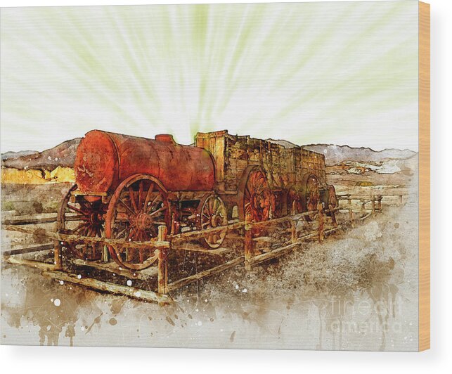 Borax Wagon Wood Print featuring the digital art Mining Death Valley by Mark Jackson