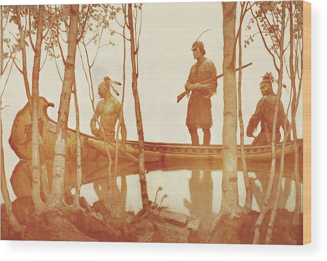 Mohicans Wood Print featuring the painting Mohicans by N.C. Wyeth