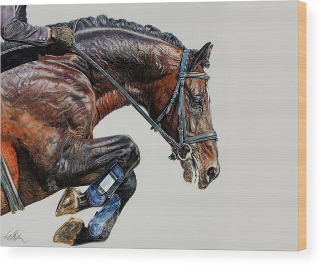 Equine Wood Print featuring the pastel Momentum by Terry Kirkland Cook