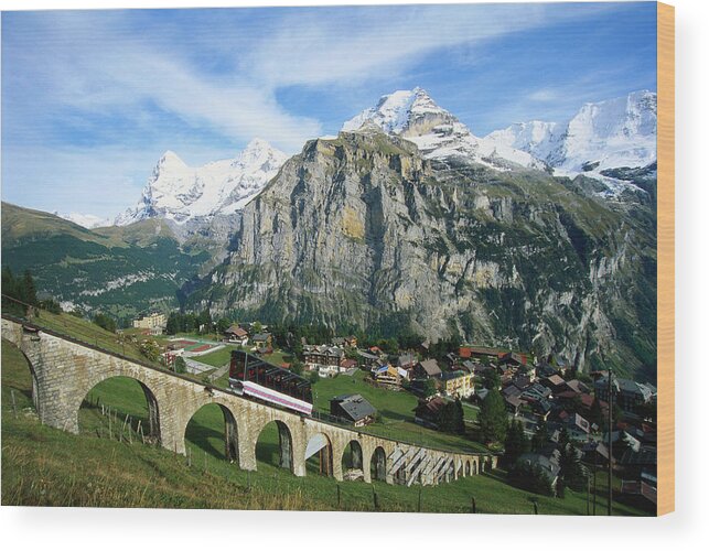 Jungfrau Wood Print featuring the photograph Mt Eiger, Mt Jungfrau And Mt Monch by Robertharding