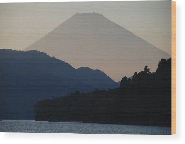 Scenics Wood Print featuring the photograph Mt. Fuji In Silhouette by Gregor