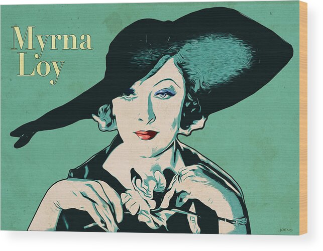 Myrna Loy Wood Print featuring the digital art Myrna Loy by Greg Joens