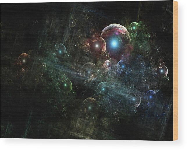 Fractals Wood Print featuring the digital art Mystery Of The Orb Cluster by Rolando Burbon