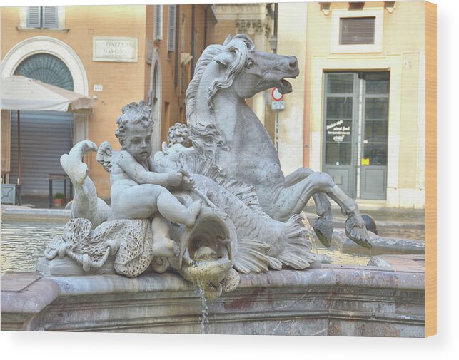 Bernini Wood Print featuring the photograph Neptune's Fountain by JAMART Photography