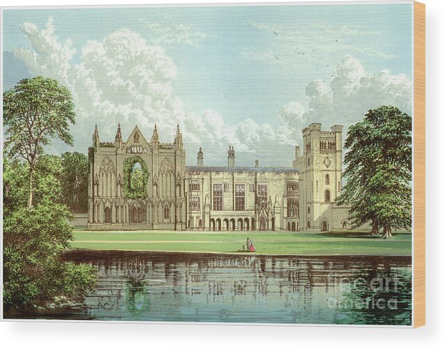 Nottinghamshire Wood Print featuring the drawing Newstead Abbey, Nottinghamshire, Home by Print Collector
