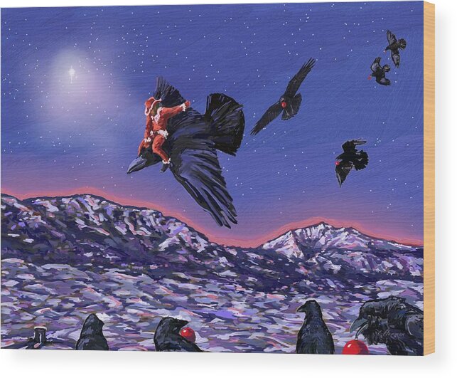 Xmas Wood Print featuring the digital art Santa's Scout by Les Herman