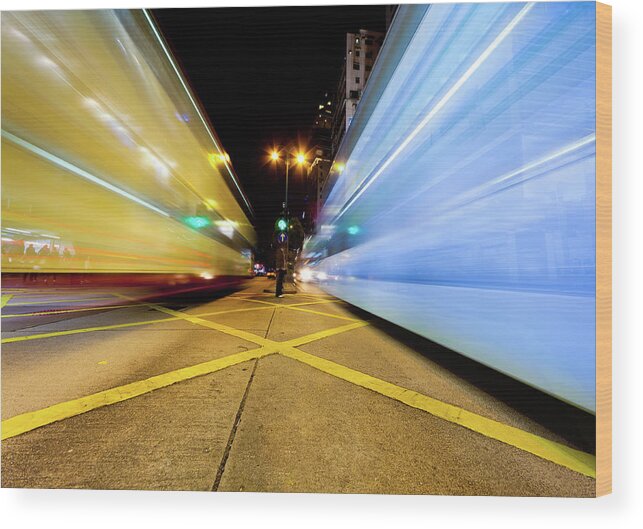 Chinese Culture Wood Print featuring the photograph Night Traffic by Laoshi