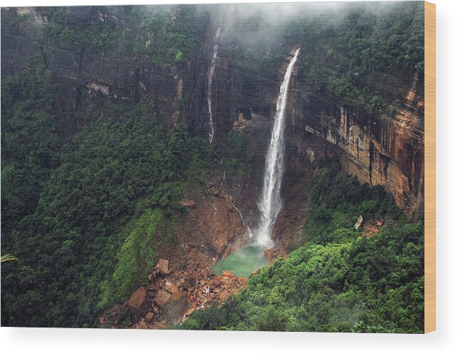 Scenics Wood Print featuring the photograph Nohkalikai Falls, Cherrapunjee by © Diganta Gogoi