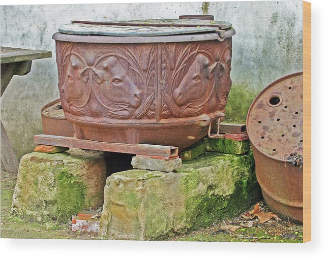Mission Wood Print featuring the photograph Old Cauldron by Anthony Jones