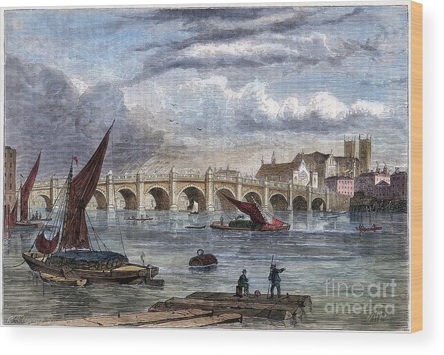 Scenics Wood Print featuring the drawing Old Westminster Bridge In 1754, 19th by Print Collector