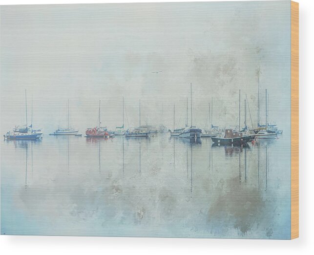 Boats Wood Print featuring the photograph Morning Mist by Marilyn Wilson