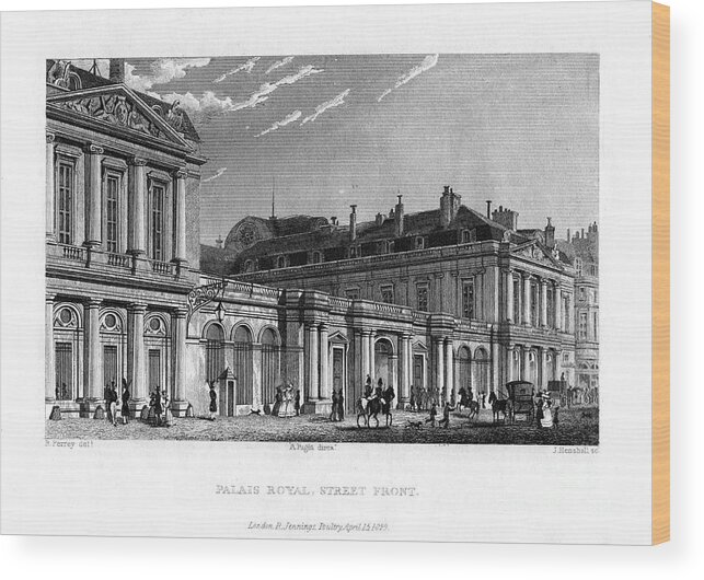 Engraving Wood Print featuring the drawing Palais Royal, Paris, France, 1829 by Print Collector