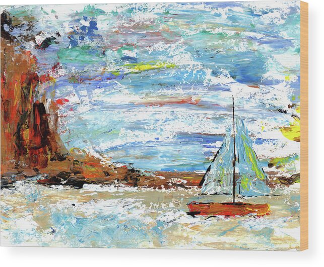 Cool Attitude Wood Print featuring the digital art Palette Knife Painting Of Sailboat With by Fstop123