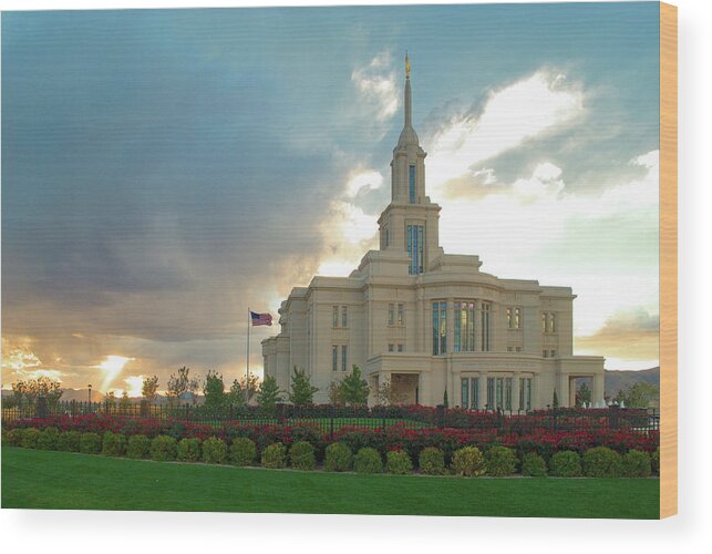 Temple Wood Print featuring the photograph Payson Utah Temple by Nathan Abbott