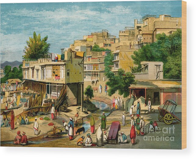 Engraving Wood Print featuring the drawing Peshawar, Pakistan, 1857.artist William by Print Collector