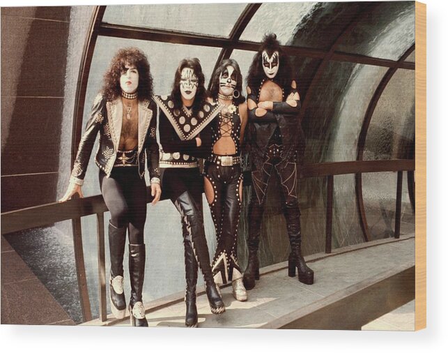 Kiss Wood Print featuring the photograph Photo Of Paul Stanley And Kiss And Ace by Steve Morley