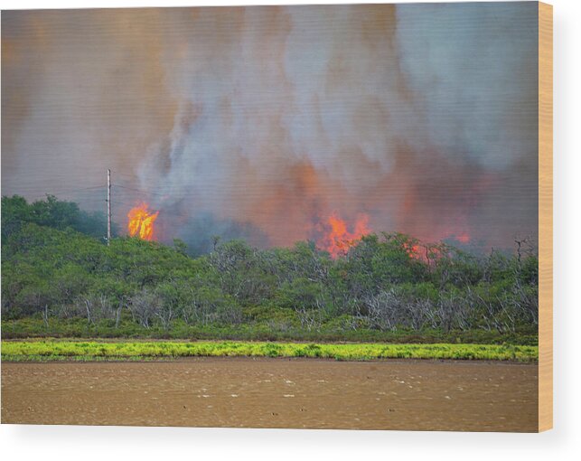 Pond Wood Print featuring the photograph Maui Burning by Anthony Jones
