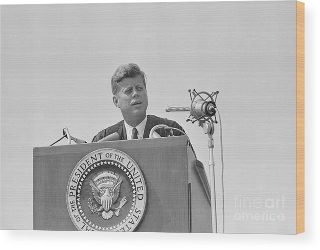 People Wood Print featuring the photograph Portrait Of President John F. Kennedy by Bettmann