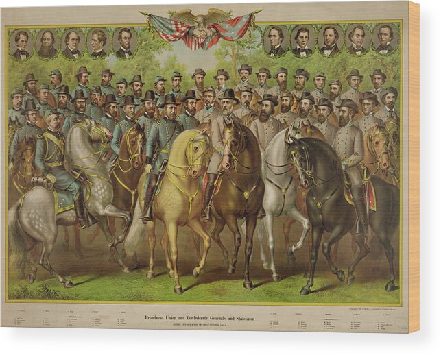 General Wood Print featuring the painting Prominent Civil ar Generals North & South by 