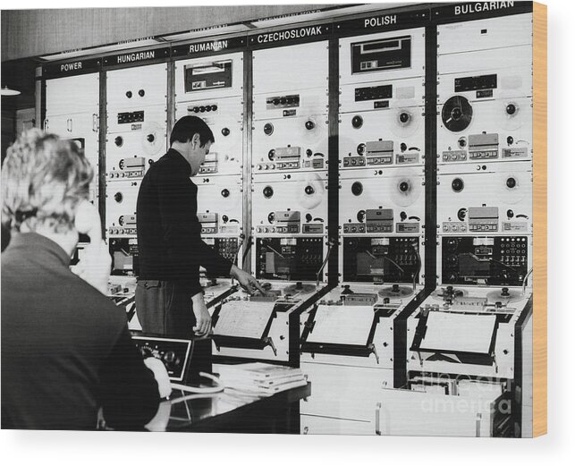 People Wood Print featuring the photograph Radio Free Europe Control Room by Bettmann