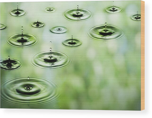 Motion Wood Print featuring the photograph Rain - Falling Drops Of Water Xxxl Size by Photo-max