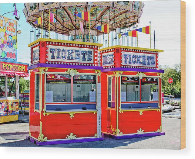 Red Carnival Ticket Booths Wood Print by Eye Shutter To Think - Pixels