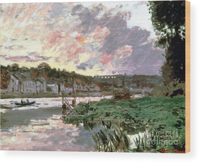 Time Of Day Wood Print featuring the drawing River Seine At Bougival, C1870. Artist by Print Collector