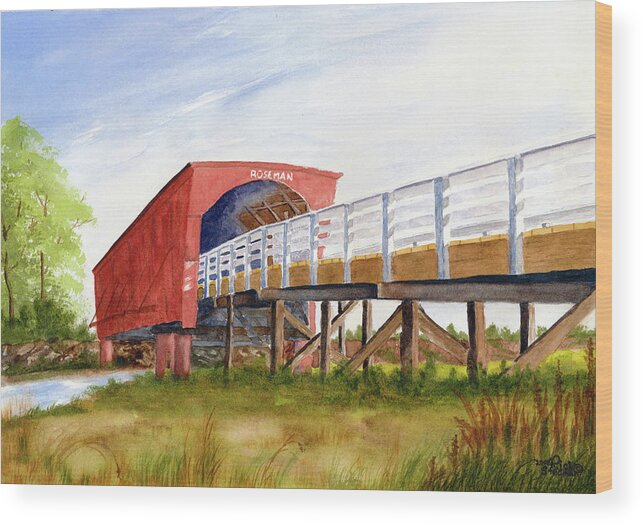 Bridge Wood Print featuring the painting Roseman Bridge by Richard Stedman