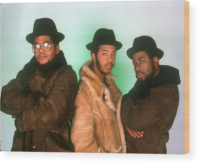 Event Wood Print featuring the photograph Run Dmc Studio Portrait Session In Ny by Michael Ochs Archives