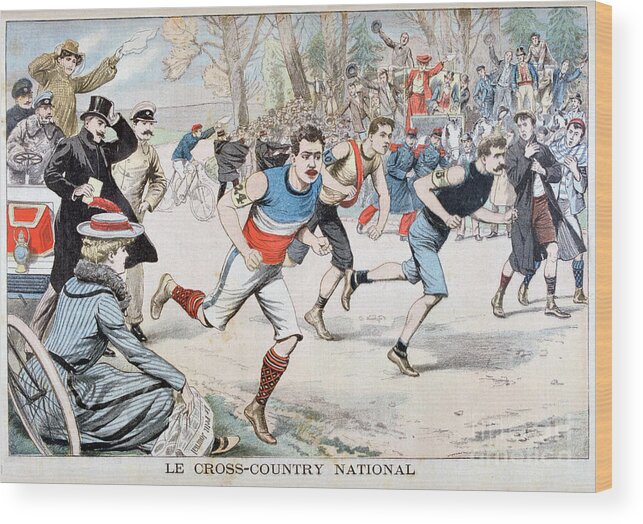 Engraving Wood Print featuring the drawing Running, The National Cross Country by Print Collector