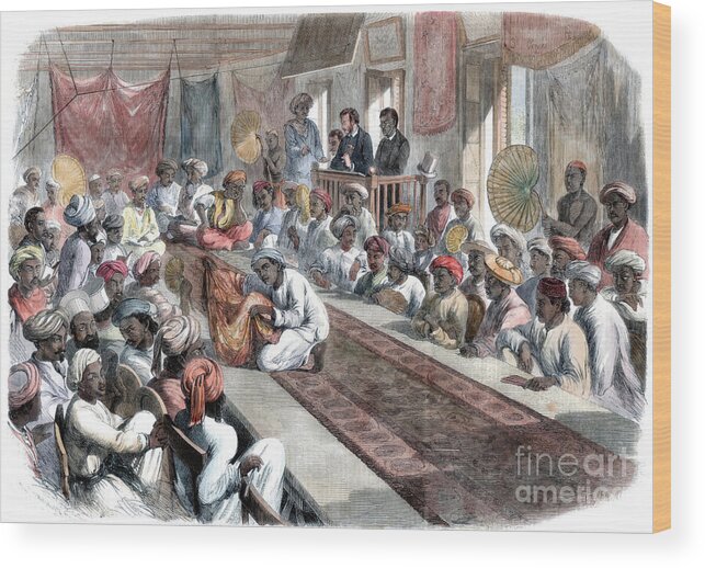 Rug Wood Print featuring the drawing Sale At Calcutta Of Valuable Government by Print Collector