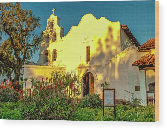 Architecture Wood Print featuring the photograph San Diego Mission 2 by Donald Pash