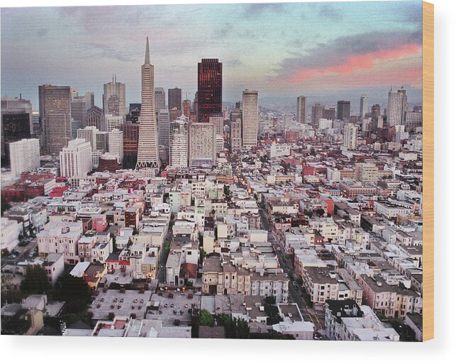 San Francisco Wood Print featuring the photograph San Francisco Aerial Skyline by Ryan Mcginnis