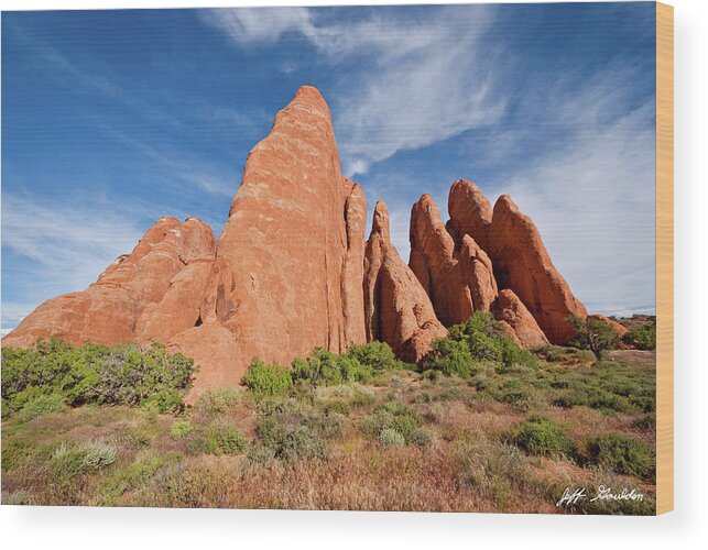 Arches National Park Wood Print featuring the photograph Sandstone Fins by Jeff Goulden