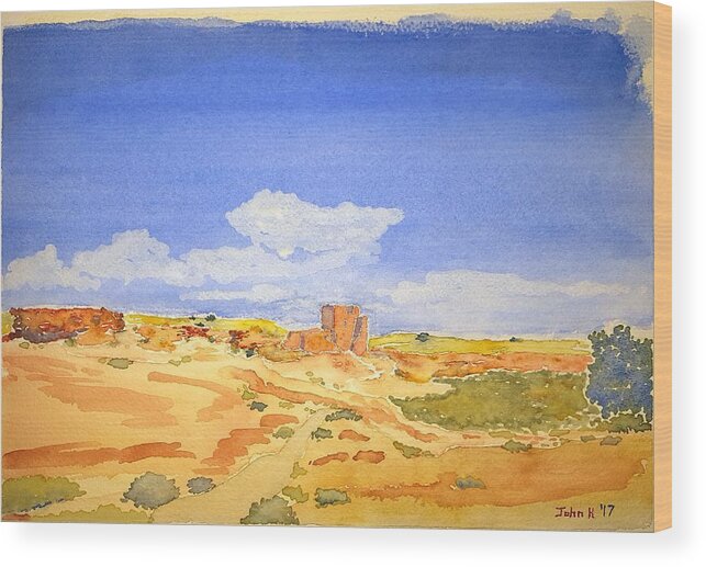 Watercolor Wood Print featuring the painting Sandstone Lore by John Klobucher