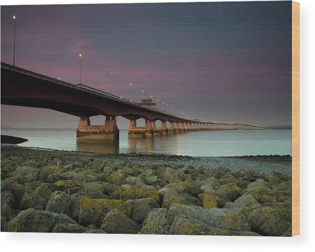 Tranquility Wood Print featuring the photograph Severn Bridge by Paul C Stokes