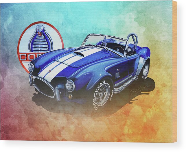 Classic Shelby Cobra 427 Wood Print featuring the mixed media Shelby Cobra 427 by Simon Read