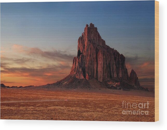 Scenics Wood Print featuring the photograph Shiprock At Sunset by Suprun