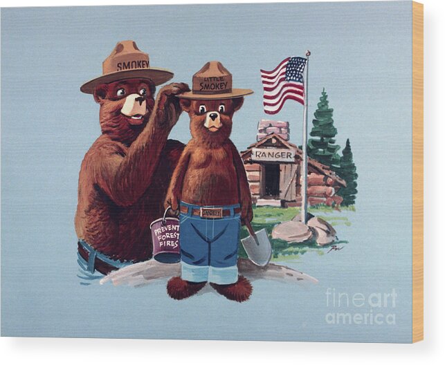 Government Wood Print featuring the photograph Smokey The Bear And Little Smokey by Bettmann
