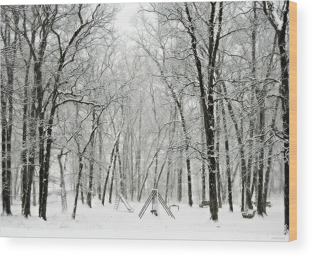 Snow Day Nostalgia Wood Print featuring the photograph Snow Day Nostalgia by Dark Whimsy