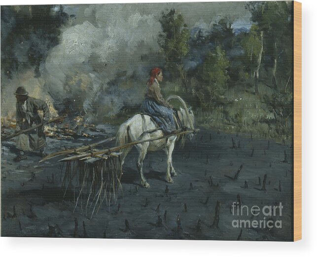 Oil Painting Wood Print featuring the drawing Soil Preparation For Linseed by Heritage Images