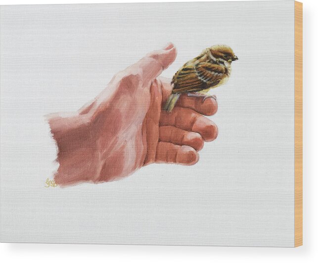Graham Wood Print featuring the painting Sparrow in His Hand by Graham Braddock