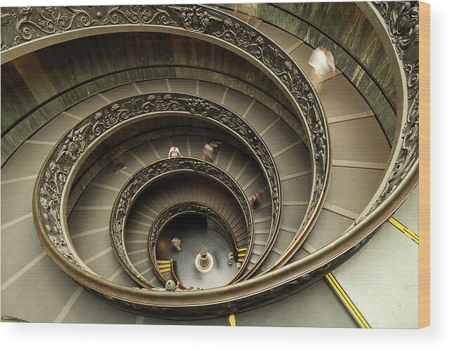 Curve Wood Print featuring the photograph Spiral Staircase Inside The Vatican by John Harper