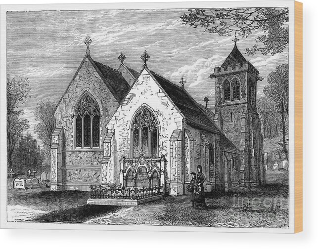 Engraving Wood Print featuring the drawing St Michaels Church And The Grave by Print Collector