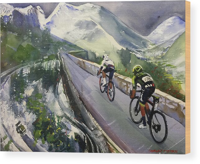Letour Wood Print featuring the painting Stage 19 Race Abandoned Snow Below by Shirley Peters