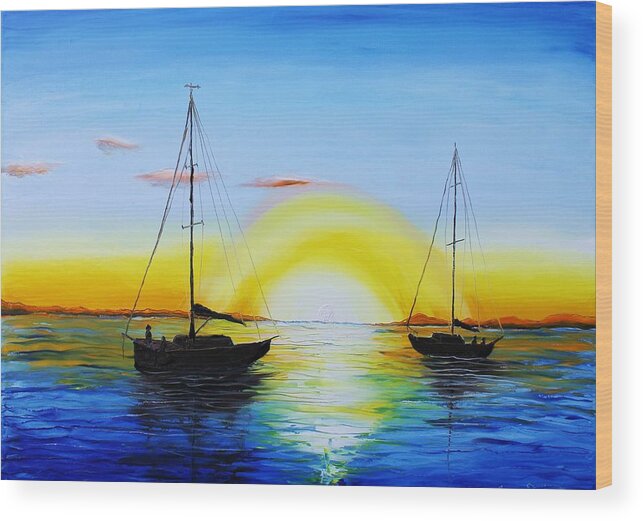  Wood Print featuring the painting Sunburst Sails #2 by James Dunbar