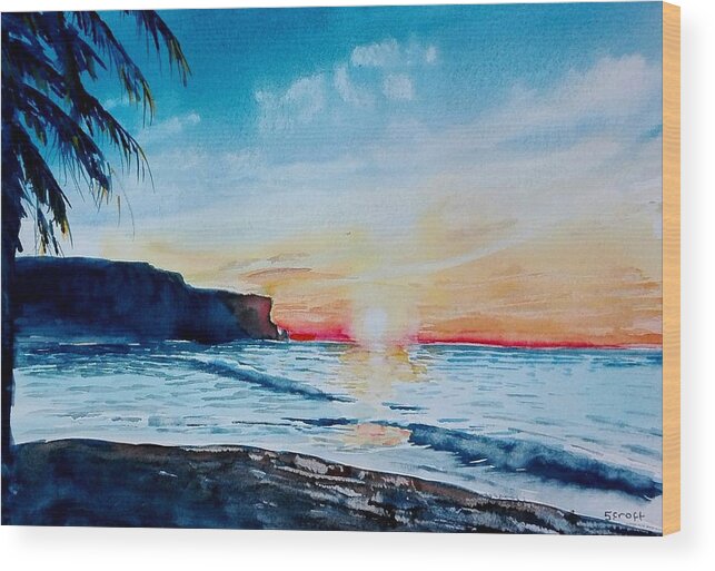 Sunrise Wood Print featuring the painting Sunrise by Sandie Croft