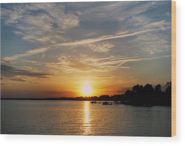 Sunset Wood Print featuring the photograph Sunset Over Lake Norman by M Three Photos