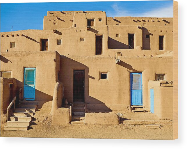 Taos Wood Print featuring the photograph Taos Pueblo Study 9 by Robert Meyers-Lussier